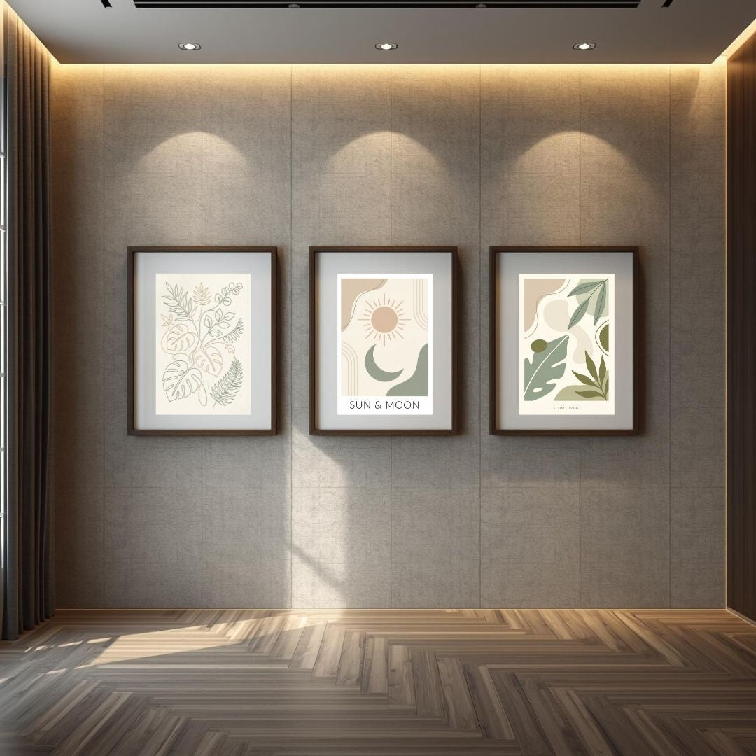 Set 3 Stampe Digitali "Slow Living" - Boho Minimal & Botanico (Download Istantaneo)