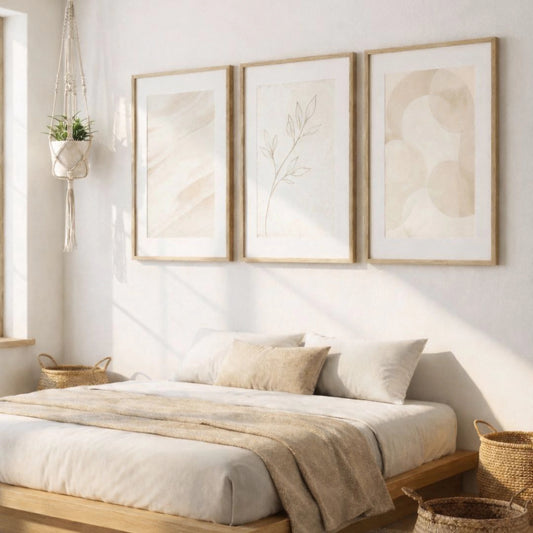 Set 3 Stampe Digitali Airy Boho | Quadri Minimal Luminosi – Kasalab