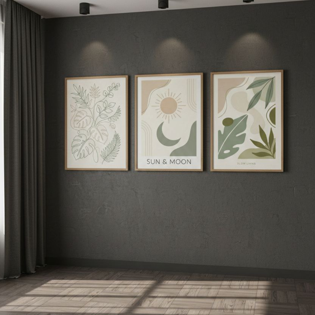 Set 3 Stampe Digitali "Slow Living" - Boho Minimal & Botanico (Download Istantaneo)