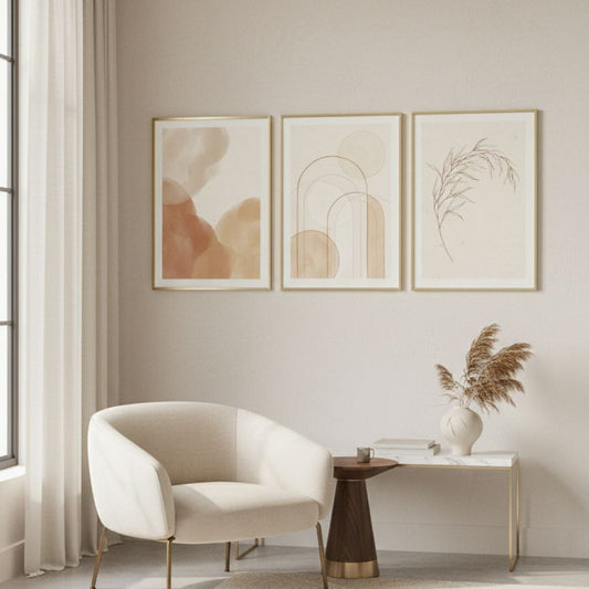 Set 3 Stampe Digitali Cozy Boho – Quadri Warm e Accoglienti per Casa Moderna